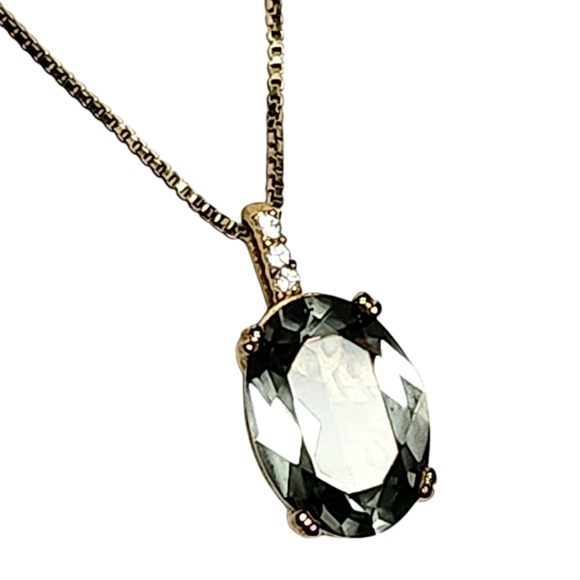 VERA WANG 18K Gold over SILVER Gray Solitaire  Necklace - Picture 9 of 13